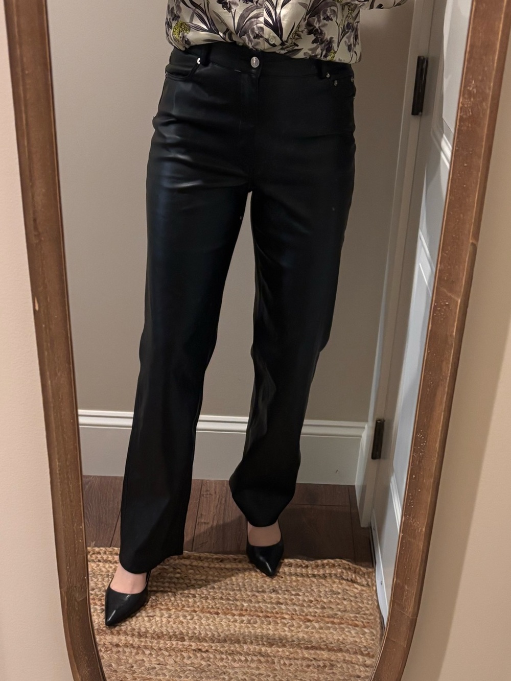 Zara Black Faux Leather Trouser